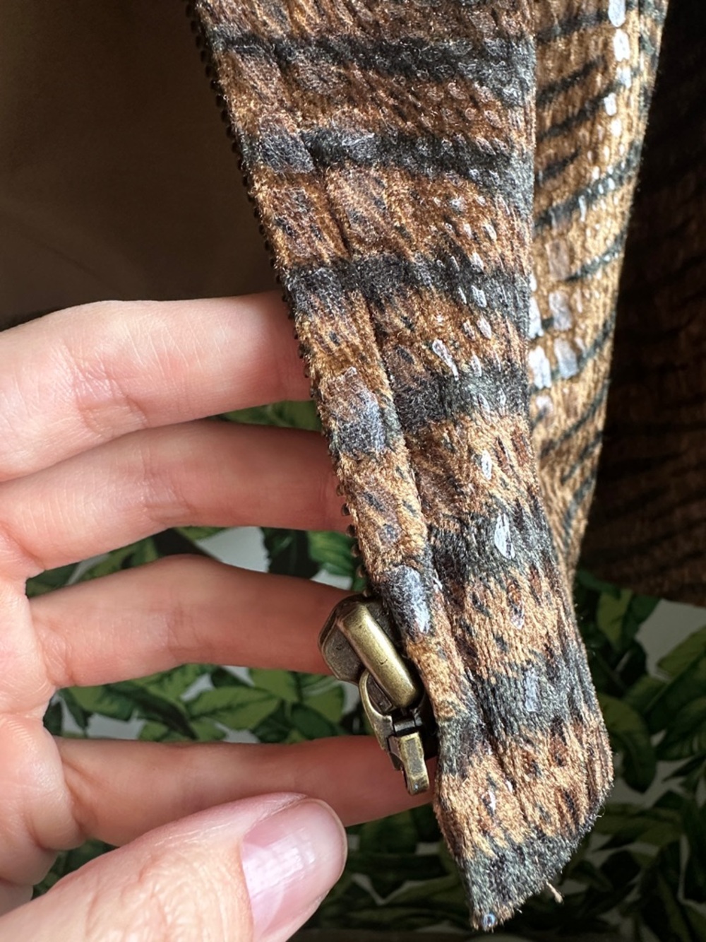 Metallic Brown Animal-Print Women's Jacket - Picture 4 of 5